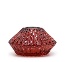 Load image into Gallery viewer, Glass candle holder - flower flip tealight & dinner candle style, Vampire red