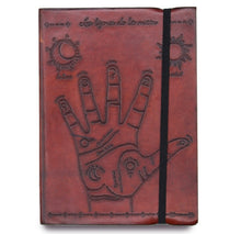 Load image into Gallery viewer, Leather notebook with elastic - palmistry - Hand-made