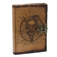 Load image into Gallery viewer, Leather notebook - Skull with Burns 17.5cm Hand-made