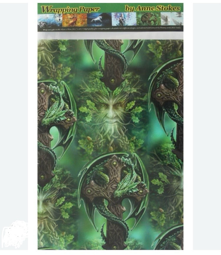 Woodlands guardian dragon gift wrap Anne stokes