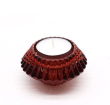 Load image into Gallery viewer, Glass candle holder - flower flip tealight &amp; dinner candle style, Vampire red
