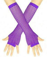 Load image into Gallery viewer, Mesh fishnet gloves - long (black purple or red)
