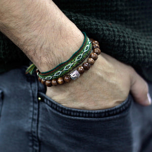 Wood bead bracelet with buddha bead