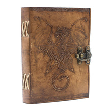 Load image into Gallery viewer, Leather notebook - Dragon pentagram 20cm hand-made
