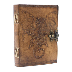 Leather notebook - Dragon pentagram 20cm hand-made