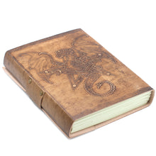 Load image into Gallery viewer, Leather notebook - Dragon pentagram 20cm hand-made
