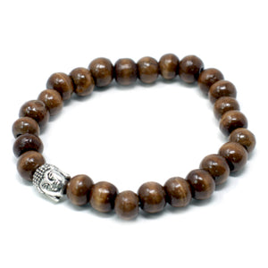 Wood bead bracelet with buddha bead