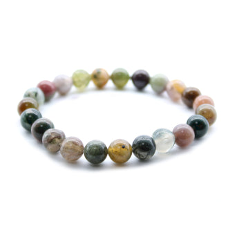 Power bracelet - round bead - moss agate