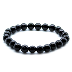 Power bracelet - round bead - Black agate