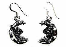 Load image into Gallery viewer, Dragon on moon earrings, Sterling silver, Lisa Parker
