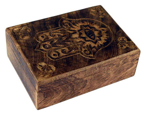 Wooden box - Hamsa fatima hand 6x4 inch