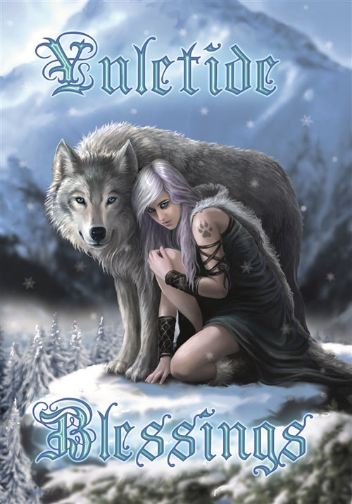 Yule card - Winter Protector wolf