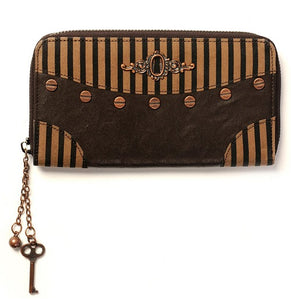 Brown stripe Steampunk long purse - Banned alternative wear