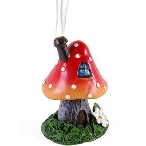 Red Smoking Toadstool Incense Cone Holder mushroom