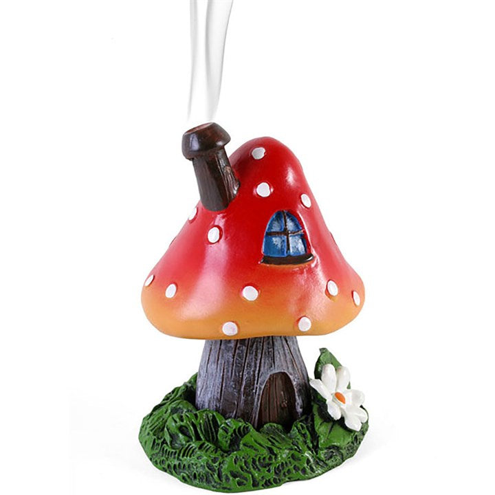 Red Smoking Toadstool Incense Cone Holder mushroom
