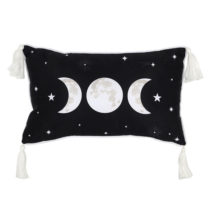 Cushion - Small Rectangular Black and White triple moon