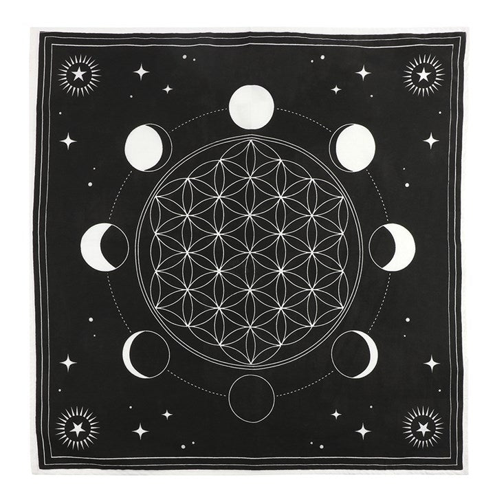 Altar cloth - moon phase crystal grid 70x70cm