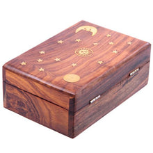 Load image into Gallery viewer, Wooden box - sun, moon and stars 10x15cm
