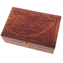 Load image into Gallery viewer, Wooden box, carved - Holds 24, 10ml essential oil bottles
