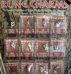 Rune charm pendants on black cord