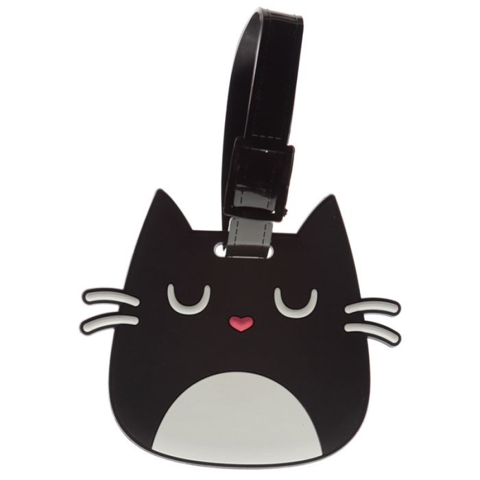 Luggage tag - black cat PVC