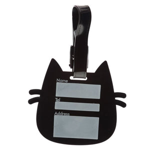 Luggage tag - black cat PVC