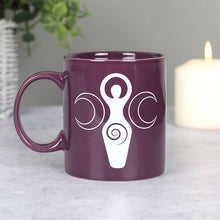 Load image into Gallery viewer, Moon goddess mug, ceramic, purple
