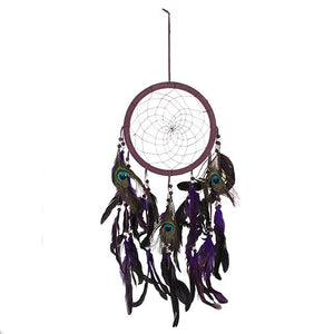 Dreamcatcher - Purple Peacock feathers 22cm