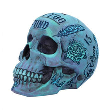 Load image into Gallery viewer, Skull - Tattoo fund money box (blue) 18cm

