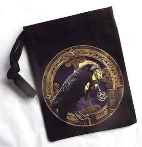 Pouch - Large Cotton Messenger Raven with pentagram Lisa Parker  23x19.5cm
