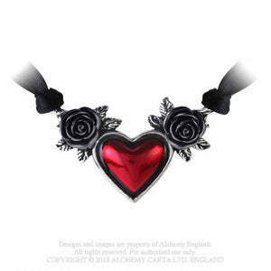 Bloodheart ribbon necklace - alchemy gothic