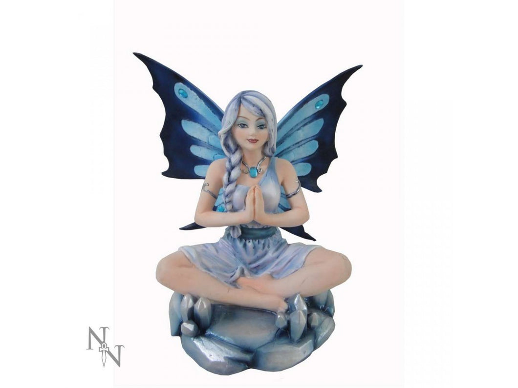 Opal lotus fairy figurine 14.5cm blue
