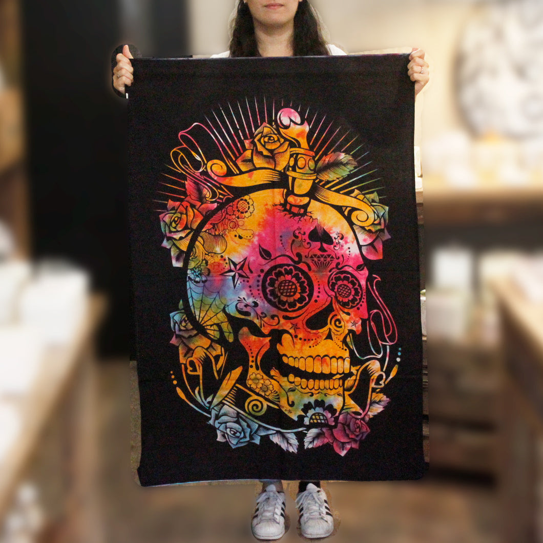 Cotton wall art - day of the dead skull