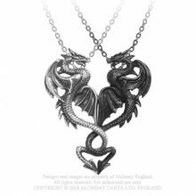 Load image into Gallery viewer, Draconic Tryst double dragon pendant - alchemy gothic
