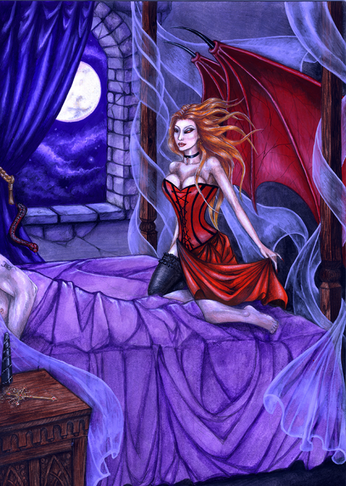 Greeting card - Gothic moon - Succubus