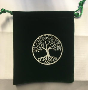 Pouch - Dark green with tree of life 7x9cm