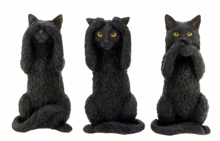 Three wise felines, cat figures 8.5cm