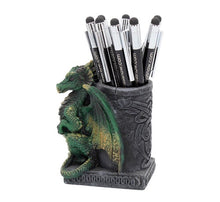 Load image into Gallery viewer, Wyrm green dragon pen pot 10.6cm
