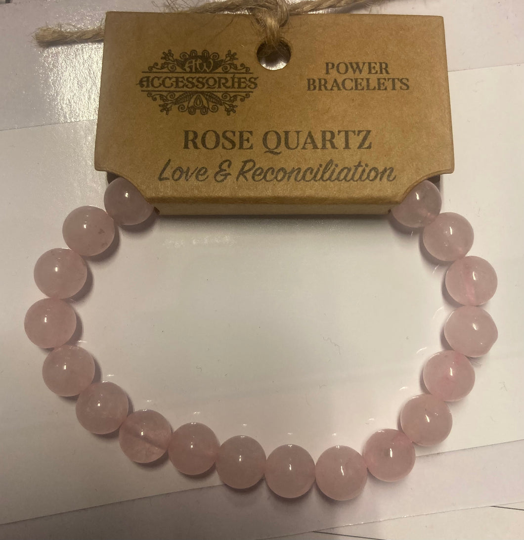 Power bracelet - round bead - Rose quartz