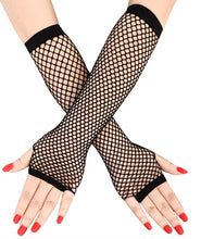 Load image into Gallery viewer, Mesh fishnet gloves - long (black purple or red)
