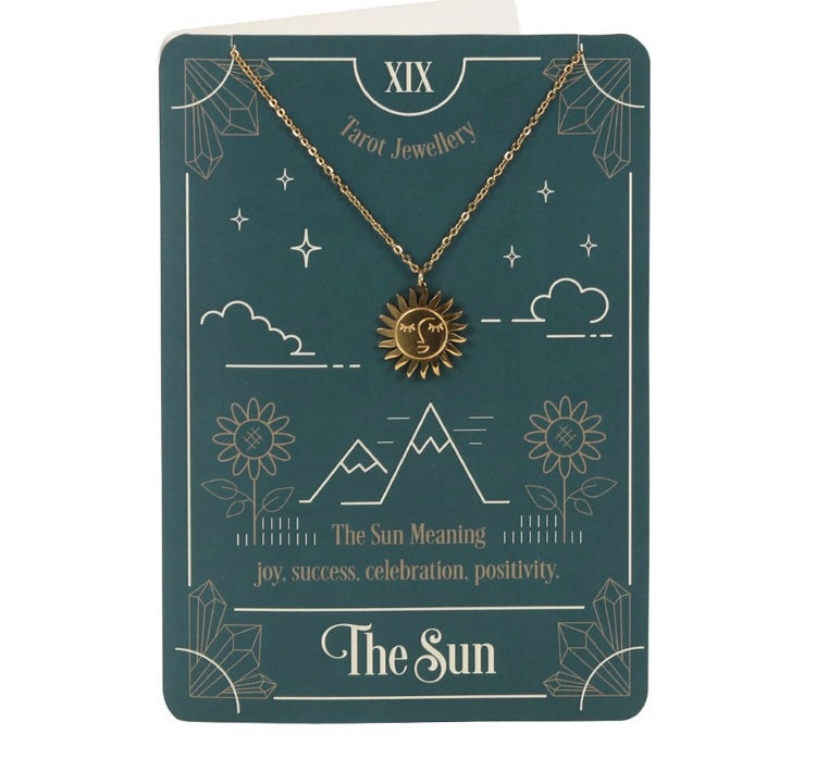 Necklace on greeting card - The Sun