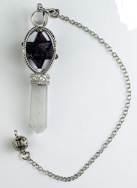 Pendulum - merkaba, quartz & amethyst