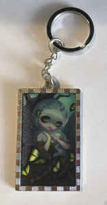 Metal keyring - Absinthe & butterflies 3D pic