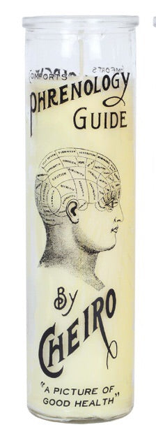 Glass tall jar candle - Palmistry or Phrenology 20cm