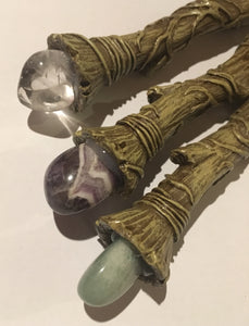 Crystal wand gemstone pen sceptre