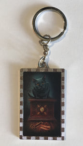 Metal keyring - Pandora’s box cat 3D pic
