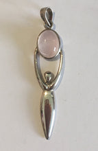 Load image into Gallery viewer, rose quartz goddess pendant sterling silver

