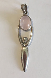 rose quartz goddess pendant sterling silver