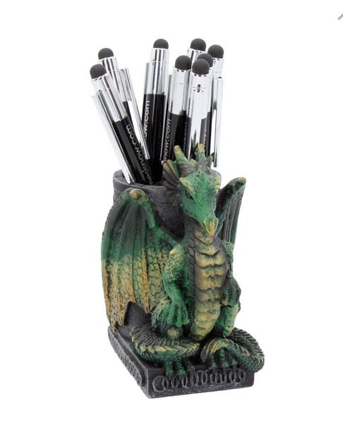 Wyrm green dragon pen pot 10.6cm