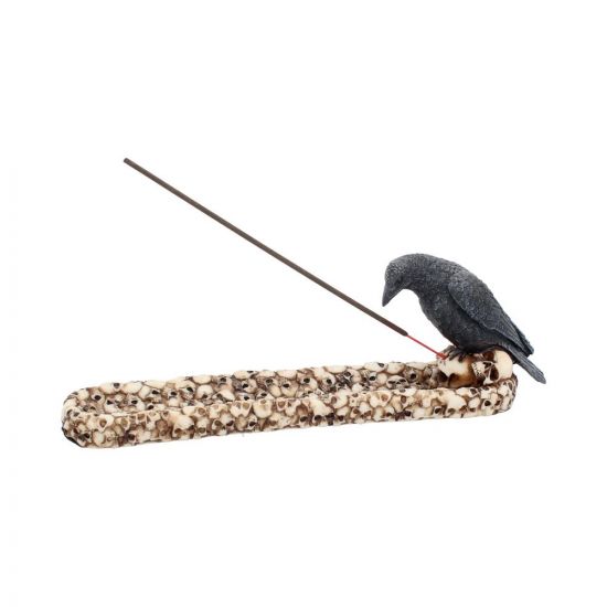 Raven and skulls incense stick holder